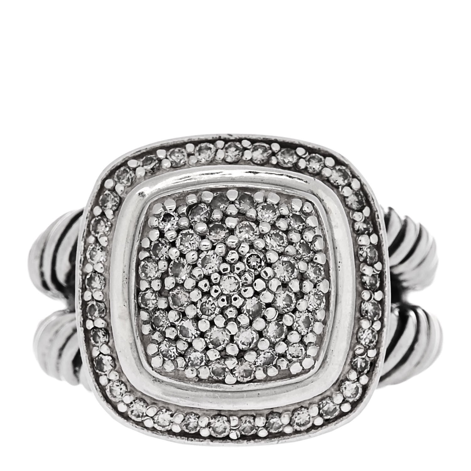 David Yurman Sterling Silver Diamond 11mm Albion Pave Ring 54 7 1 of 5