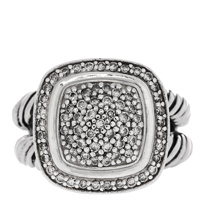 David Yurman Sterling Silver Diamond 11mm Albion Pave Ring 54 7 1 of 5