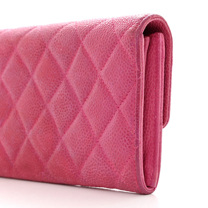 Chanel Caviar Quilted Large Gusset Flap Wallet Pink 10 of 17