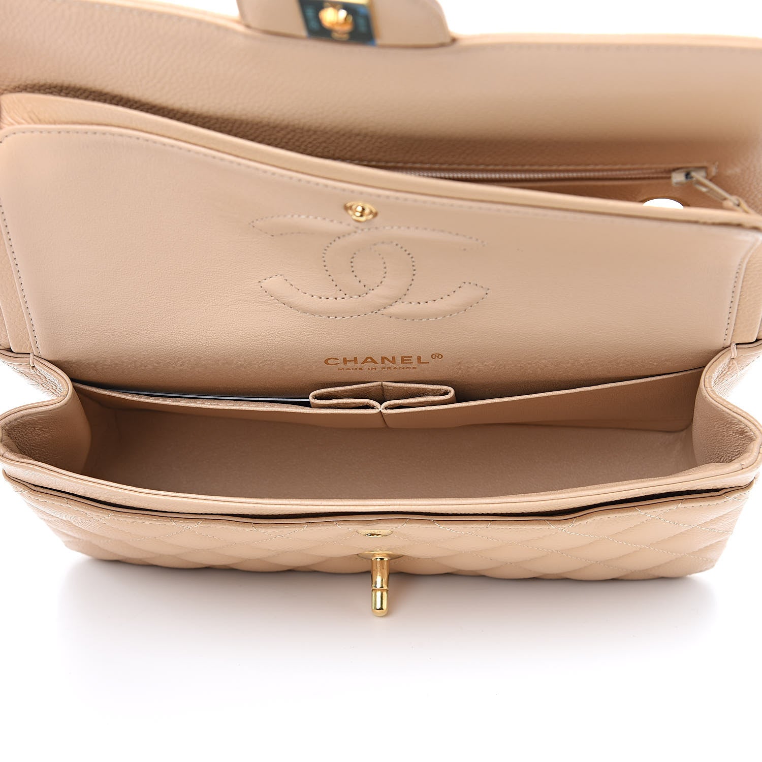 Chanel Caviar Quilted Medium Double Flap Beige Clair 5 of 11