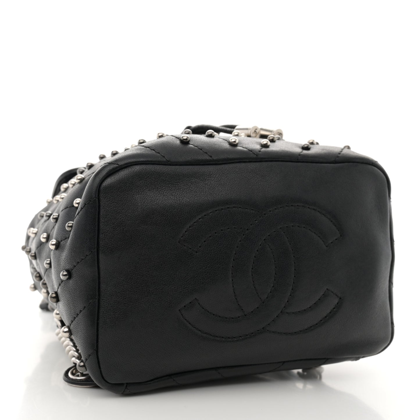 Lambskin Chevron Quilted Studded Stud Wars Backpack Black