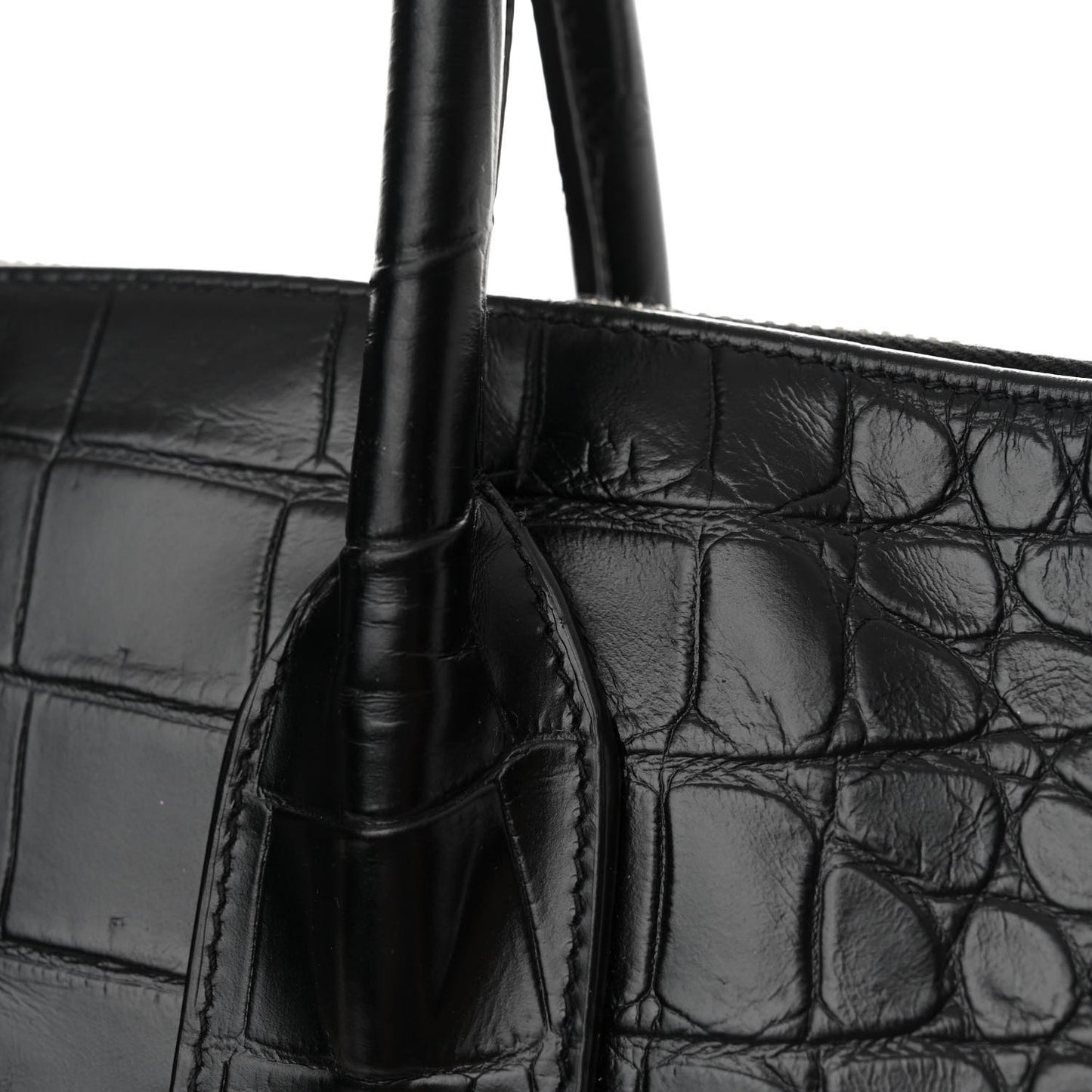 Calfskin Crocodile Embossed Giant Bowling Bag Black