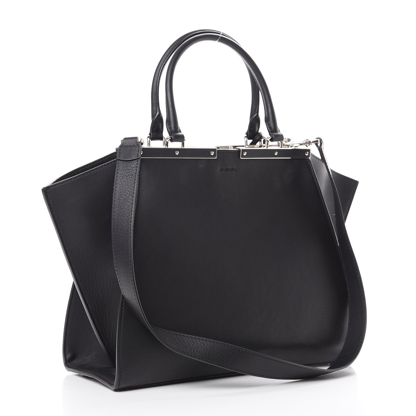 Vitello Pelo Flamingo Crocodile Embossed Petite 3Jours Tote Black
