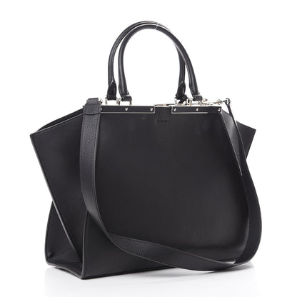 Fendi Vitello Pelo Flamingo Crocodile Embossed Petite 3Jours Tote Black 2 of 12
