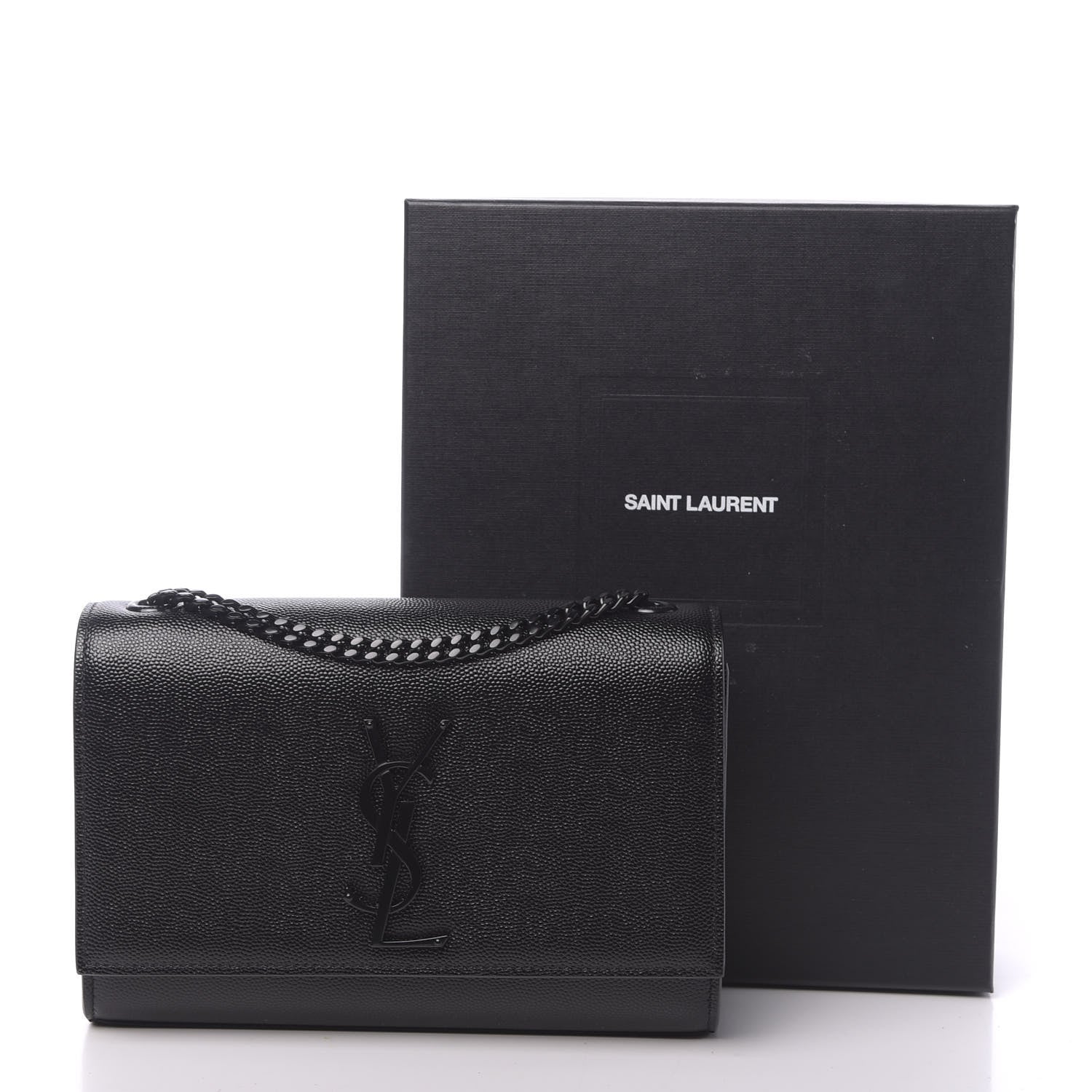 Saint Laurent Grain De Poudre Small Monogram Kate Satchel Black 10 of 10