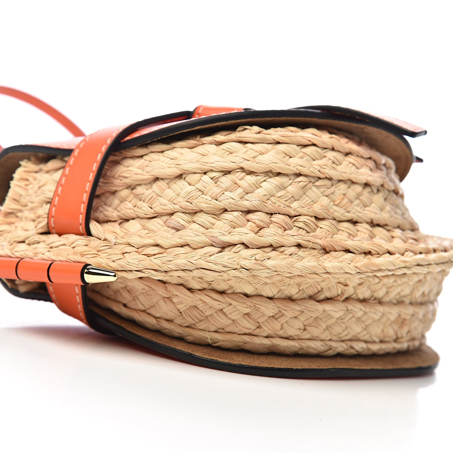 Loewe Calfskin Raffia Mini Gate Crossbody Bag Light Natural Orange 7 of 9