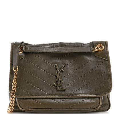 Saint Laurent Lambskin Matelasse Monogram Medium Niki Chain Satchel Seawood 1 of 13