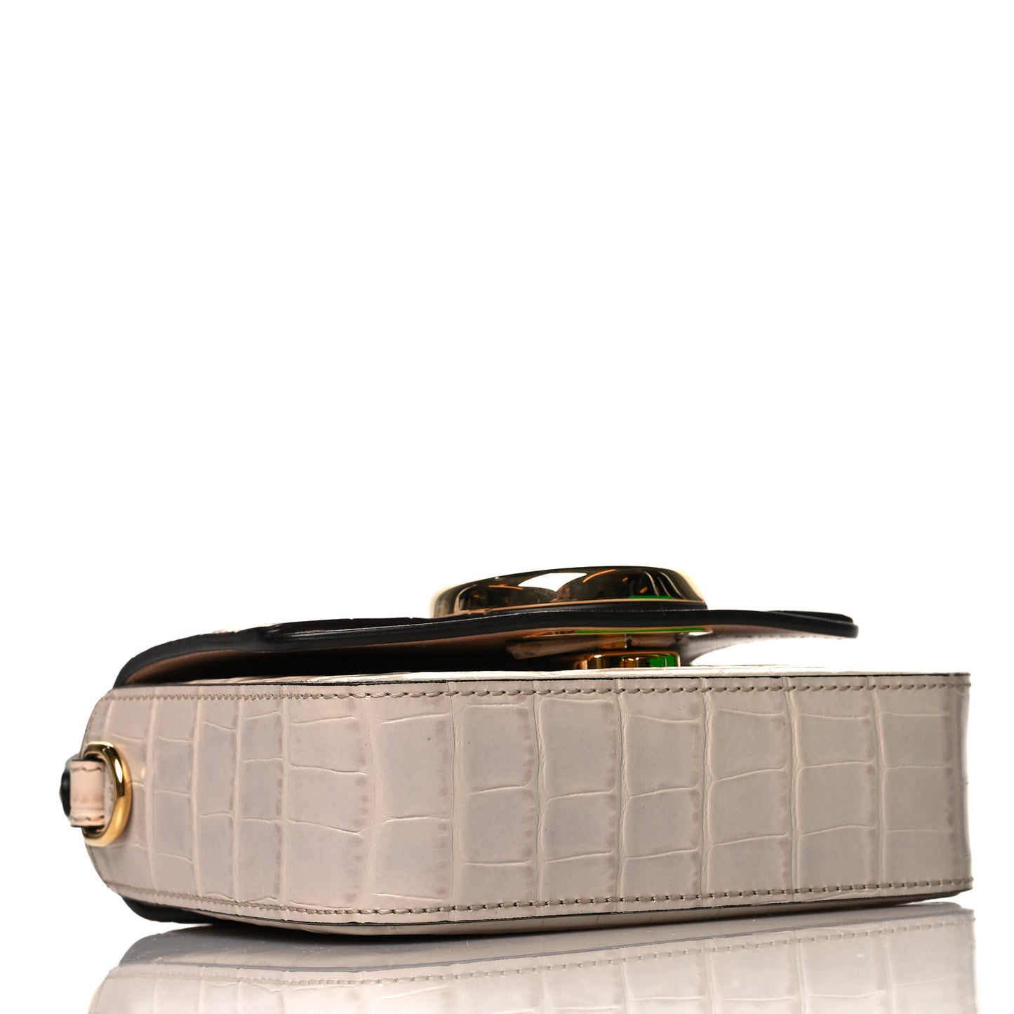 Calfskin Crocodile Embossed Mini C Double Carry Cement Pink