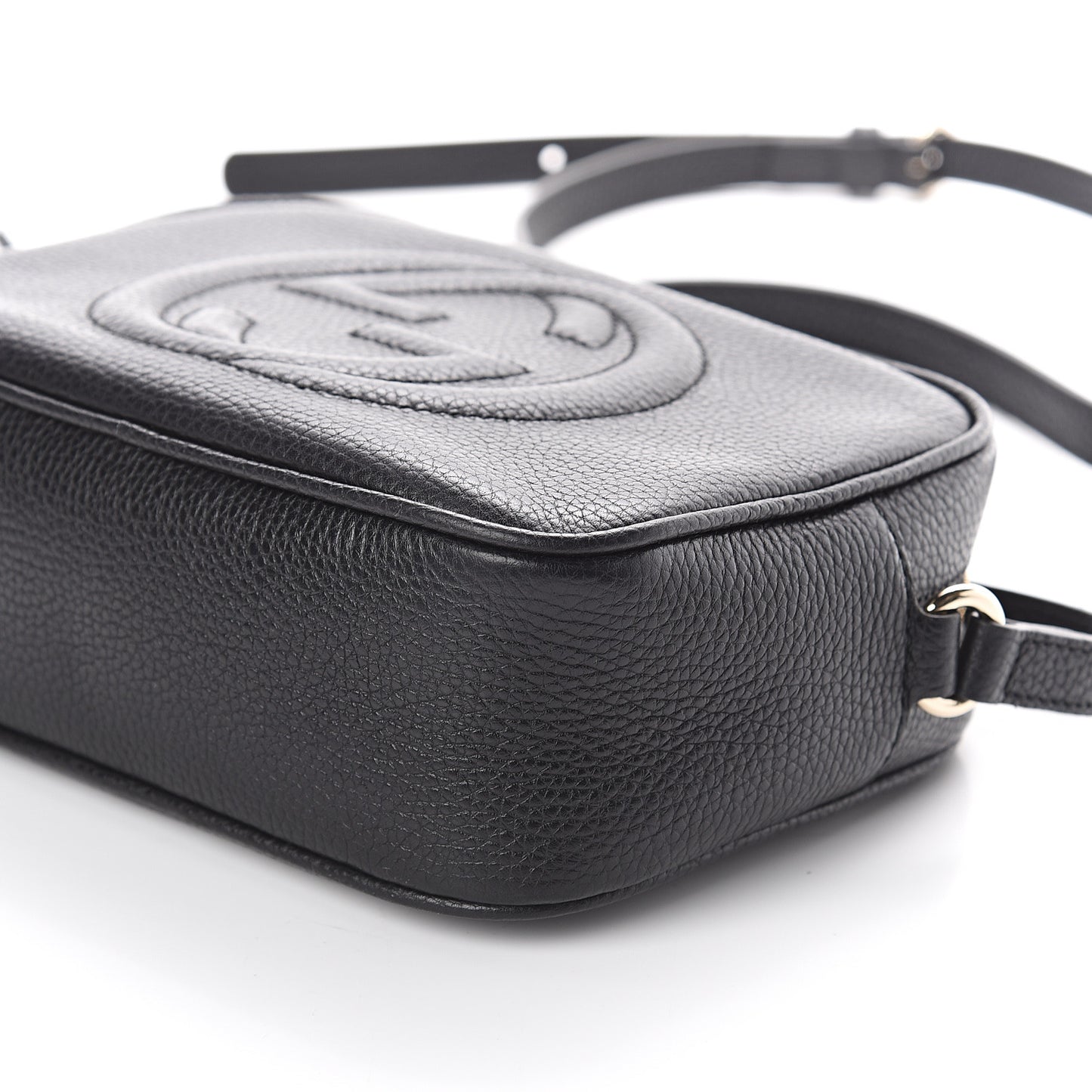Pebbled Calfskin Small Soho Disco Bag Black