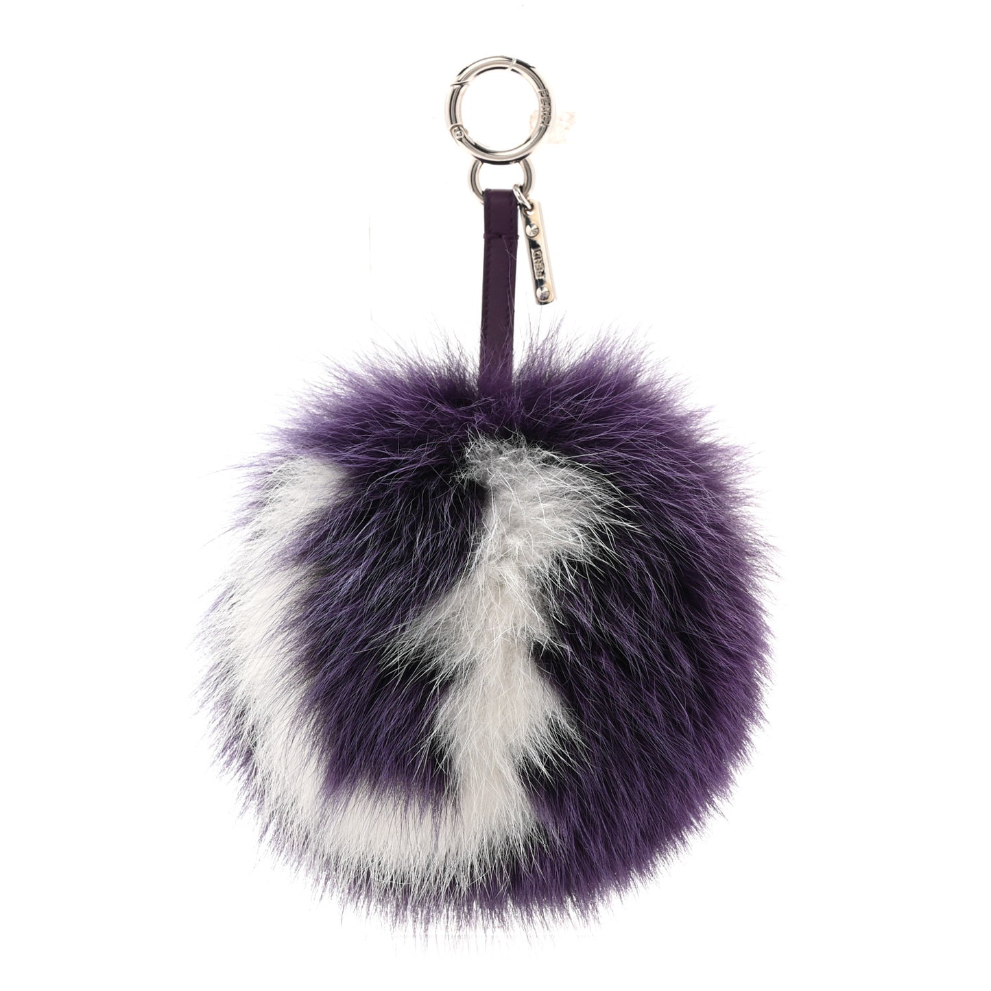 Fox Fur Shiny Nappa Bi-Color U ABCharm Bag Charm Viola White
