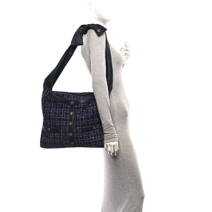 Chanel Tweed Lambskin Large Girl Bag Navy Blue Pink 2 of 10