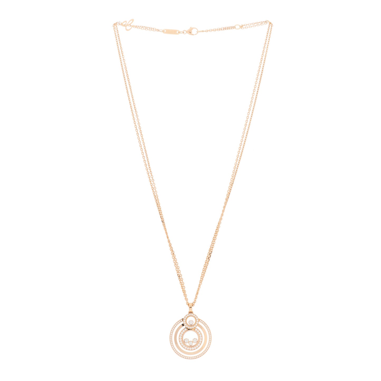 18K Rose Gold Diamond Happy Diamonds Pave Pendant Necklace