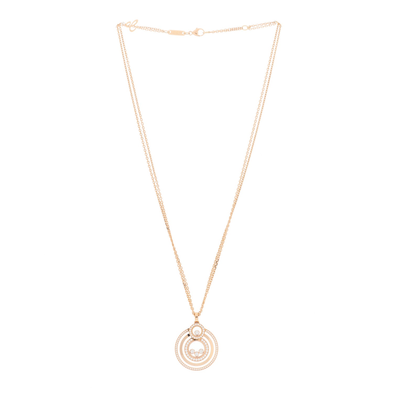 Chopard 18K Rose Gold Diamond Happy Diamonds Pave Pendant Necklace 2 of 7