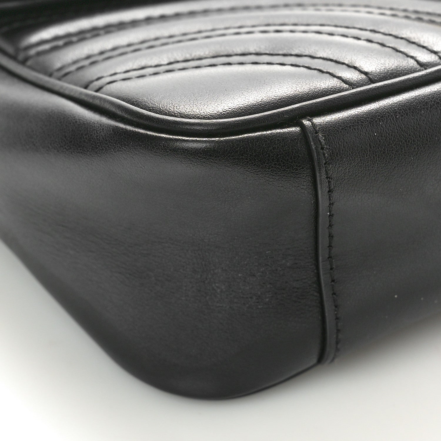 Gucci Calfskin Matelasse Small GG Marmont Shoulder Bag Black 9 of 11