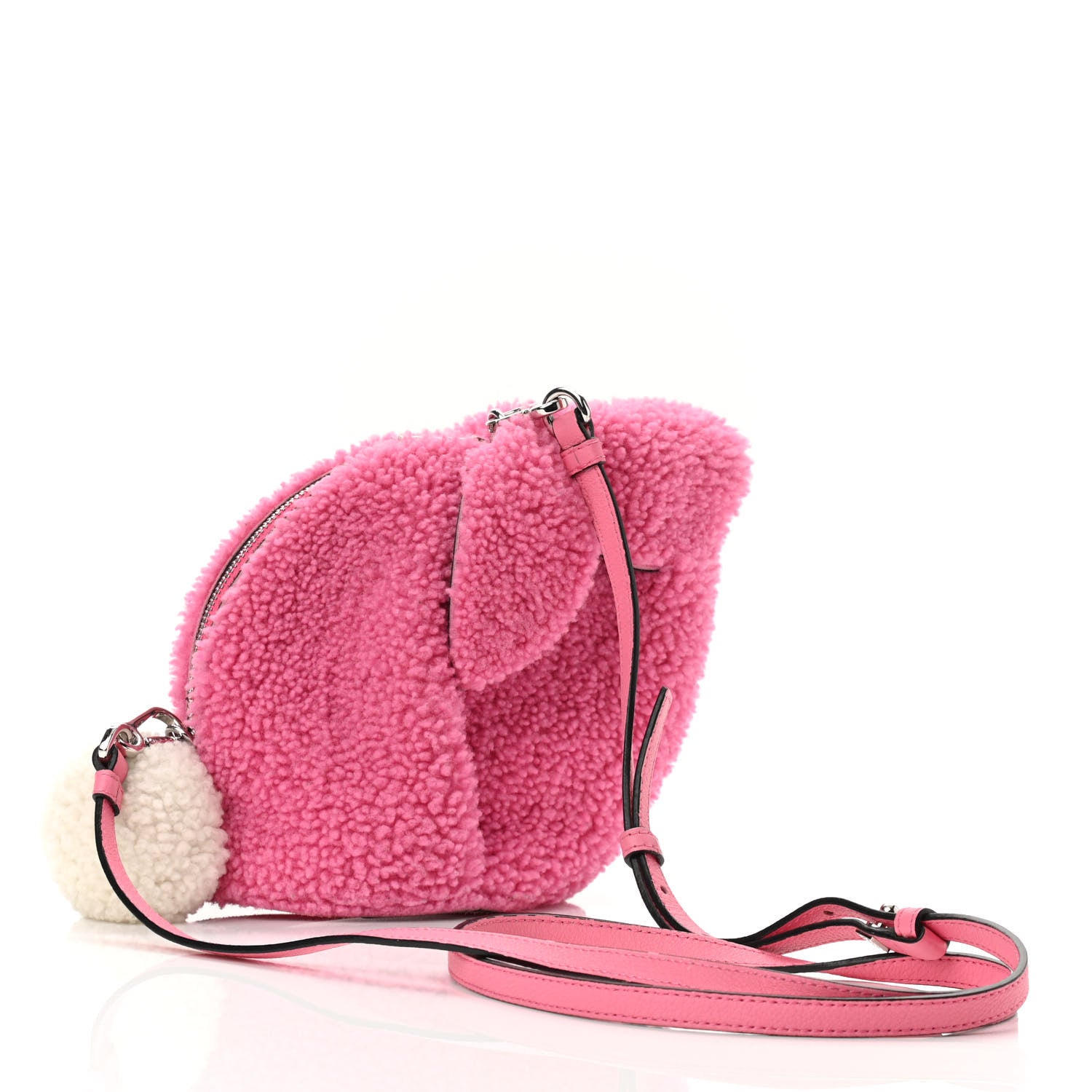 Loewe Shearling Mini Bunny Crossbody Bag Dark Pink 3 of 10