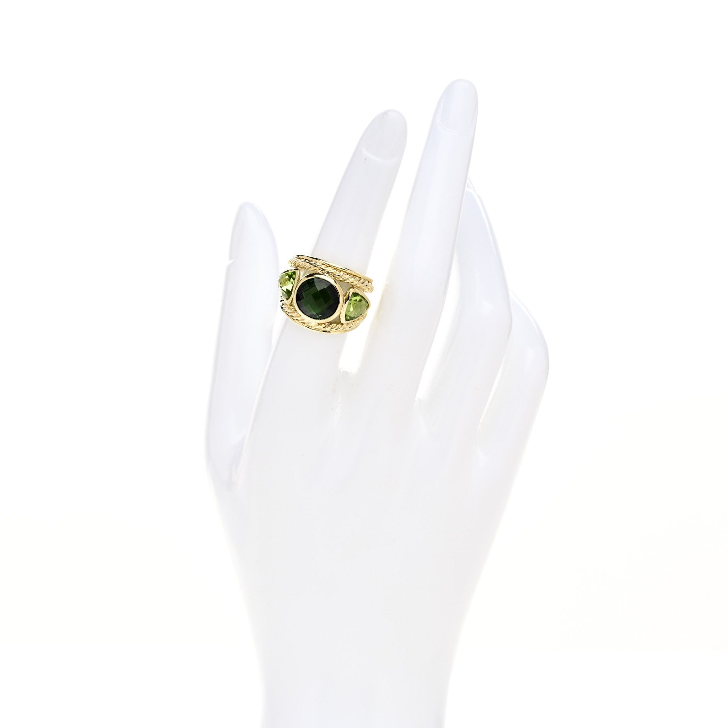 David Yurman 18K Yellow Gold Green Tourmaline Peridot Renaissance Ring 52 6 2 of 5