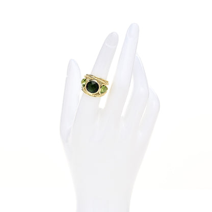 David Yurman 18K Yellow Gold Green Tourmaline Peridot Renaissance Ring 52 6 2 of 5