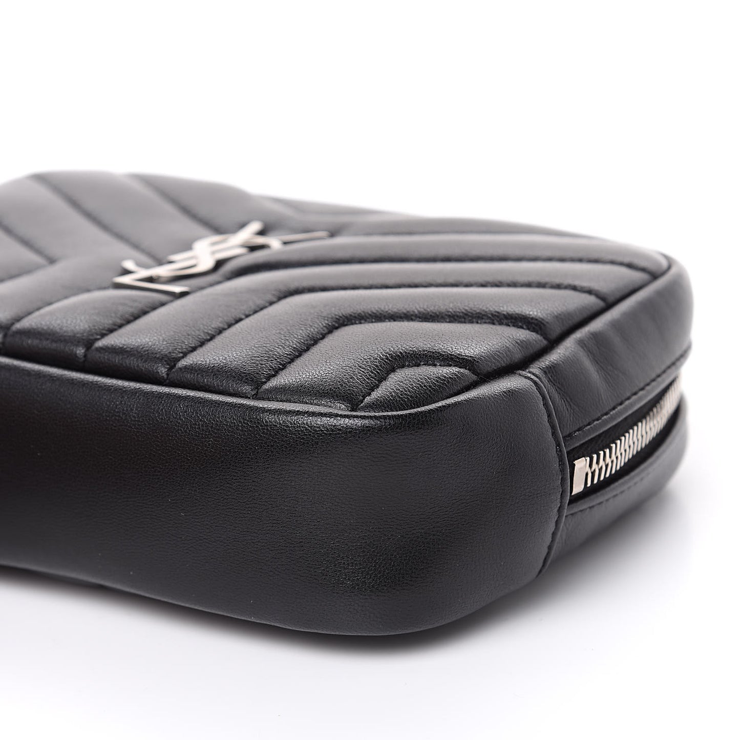 Lambskin Y Quilted Monogram Loulou Cosmetic Case Black