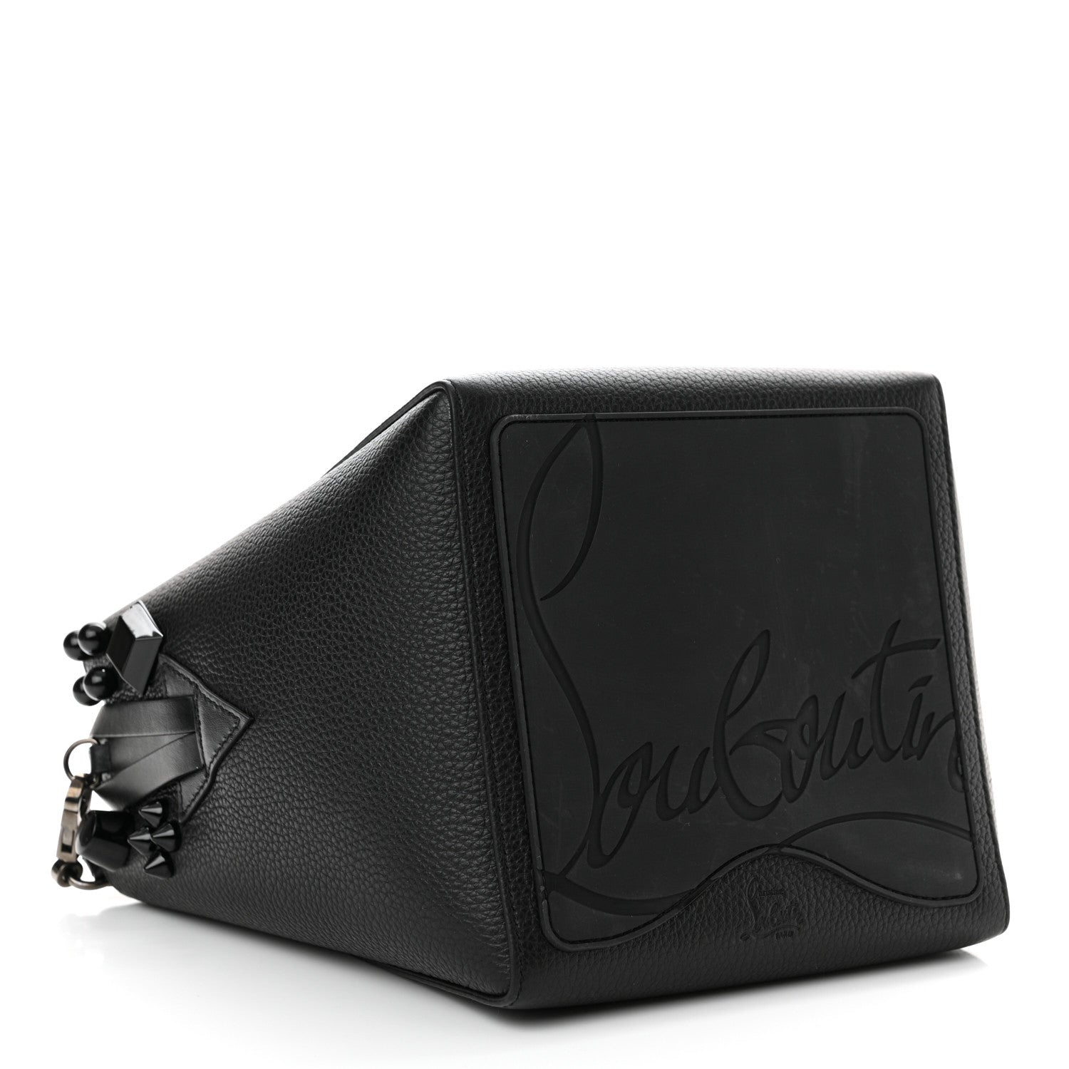 Christian Louboutin Calfskin Empire Spike Studded Mini Cabachic Bucket Bag Black 4 of 13