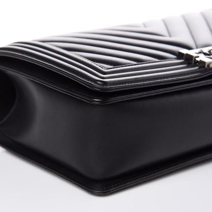 Chanel Calfskin Chevron Quilted New Medium Boy Flap Black 8 of 13