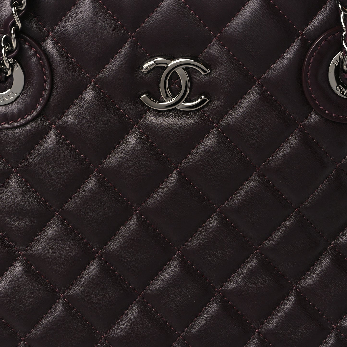 Lambskin Quilted Small Coco Loop Tote Burgundy