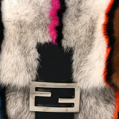 Fendi Mink Fur Striped Baguette Natural Multicolor 6 of 8