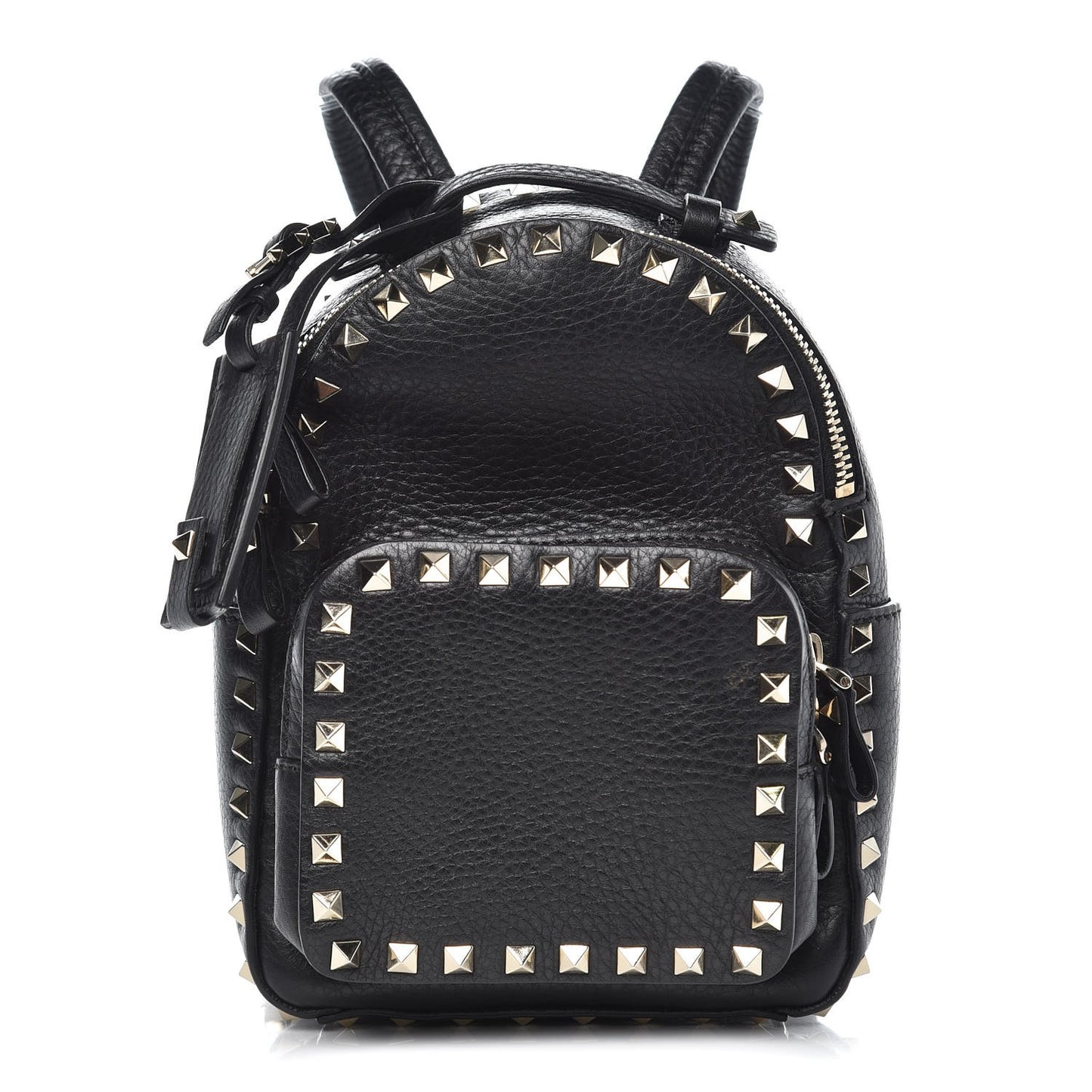 Pebbled Calfskin Mini Rockstud Backpack Black