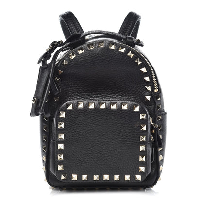 Valentino Garavani Pebbled Calfskin Mini Rockstud Backpack Black 1 of 6
