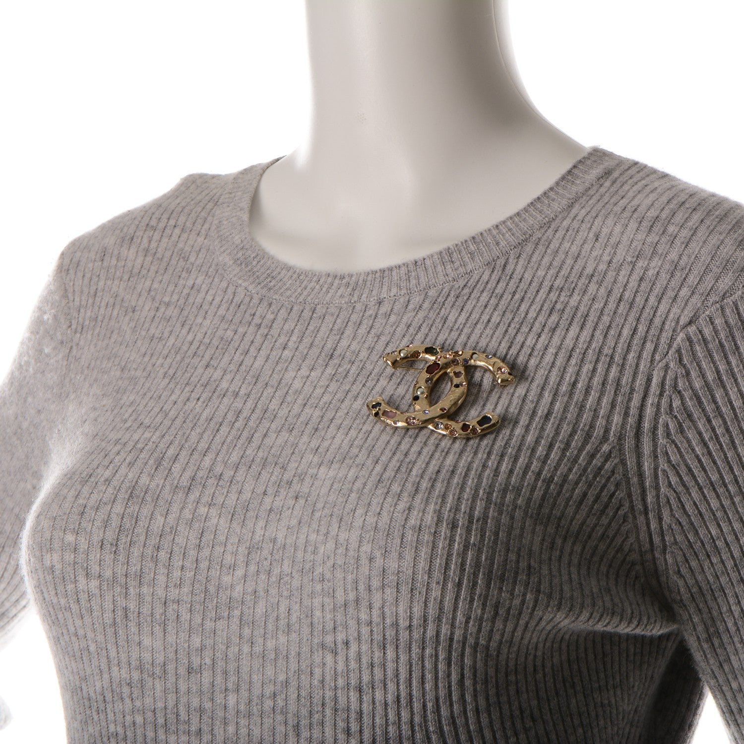 Chanel Crystal Pearl CC Brooch Gold Multicolor 2 of 4