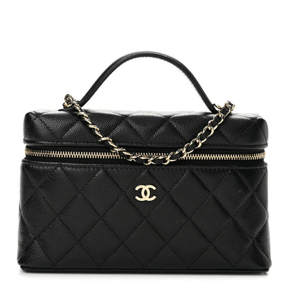 Chanel Caviar Quilted Top Handle Slim Vanity With Chain Black 1 of 12