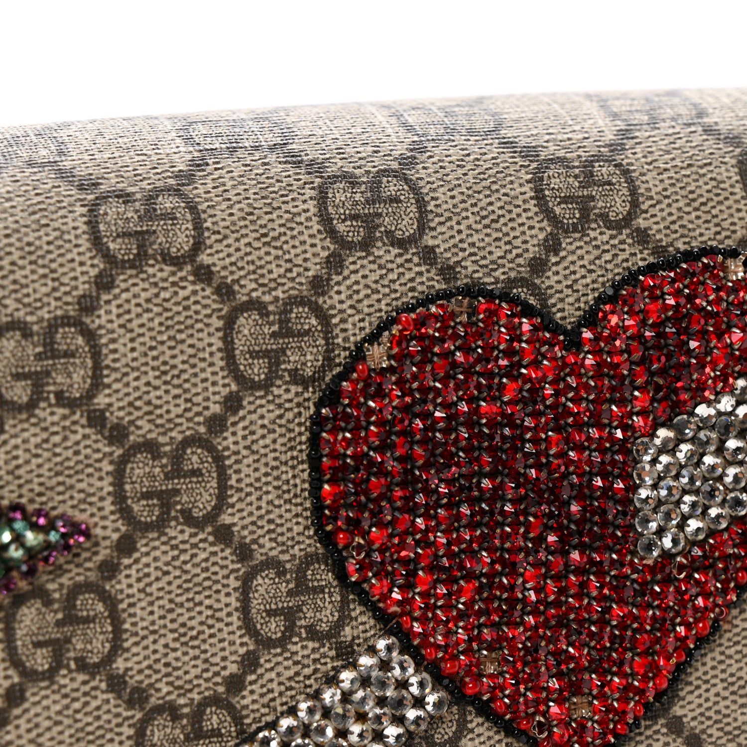 Gucci GG Supreme Monogram Suede Pierced Heart Embroidered Medium Dionysus Shoulder Bag Beige Ebony Pink Tropical Flower 15 of 16