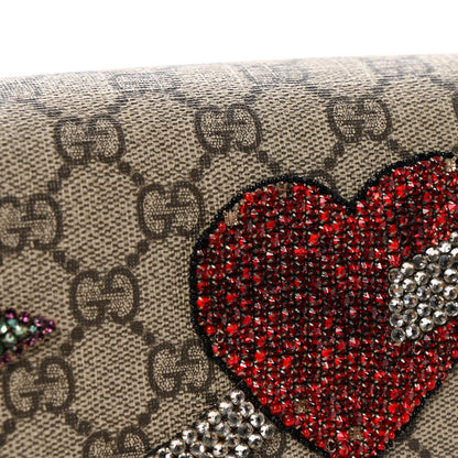 Gucci GG Supreme Monogram Suede Pierced Heart Embroidered Medium Dionysus Shoulder Bag Beige Ebony Pink Tropical Flower 15 of 16