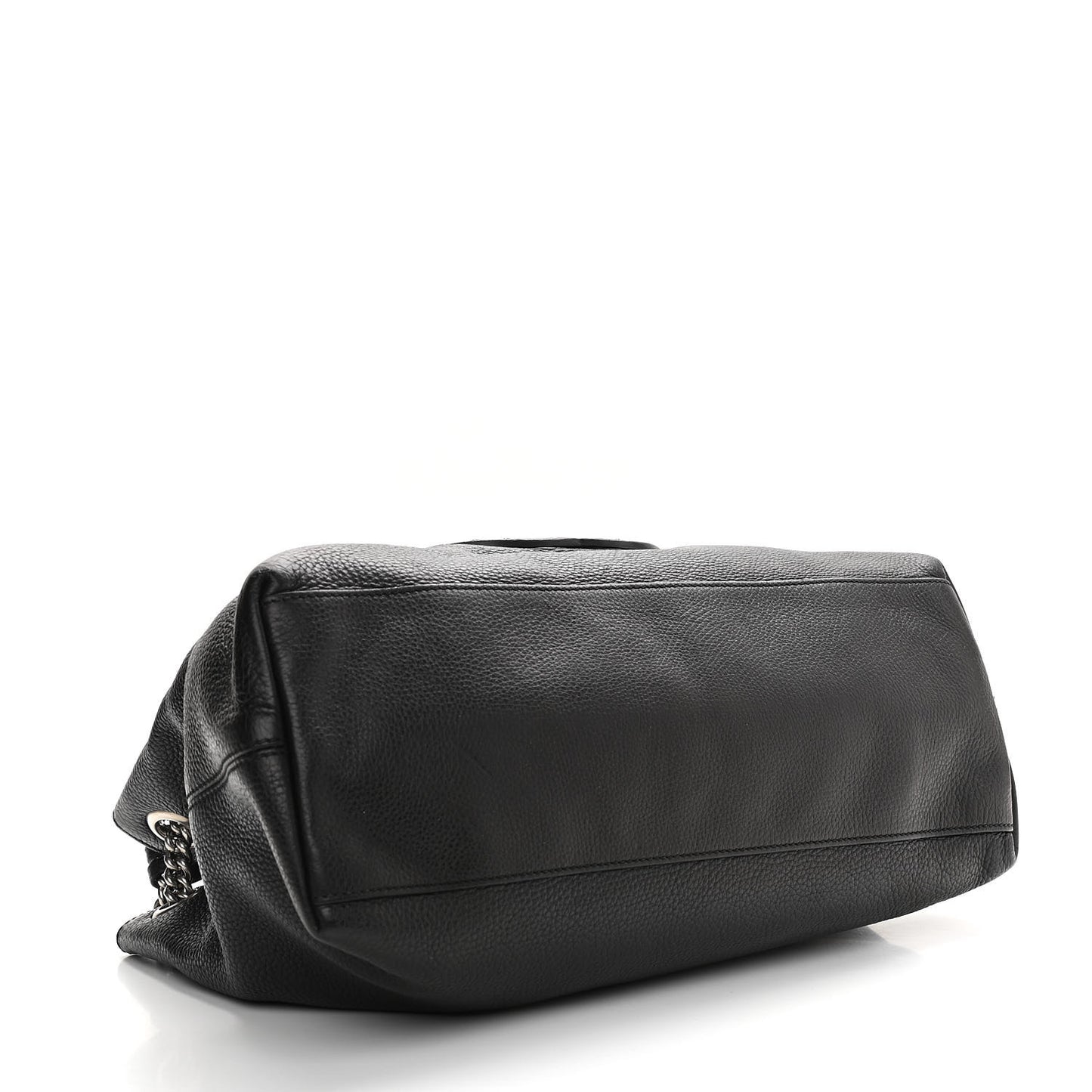 Pebbled Calfskin Studded Medium Soho Chain Shoulder Bag Black