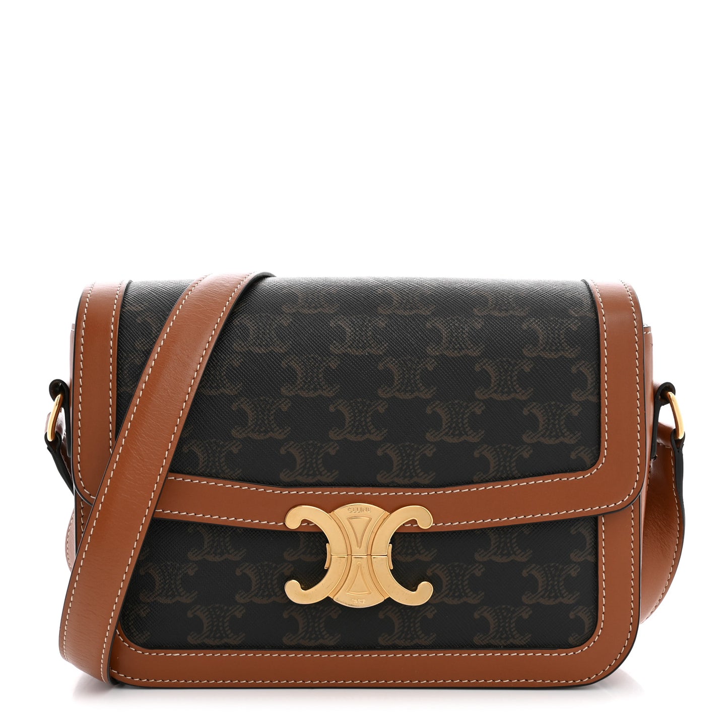 Triomphe Canvas Calfskin Medium Triomphe Bag Tan