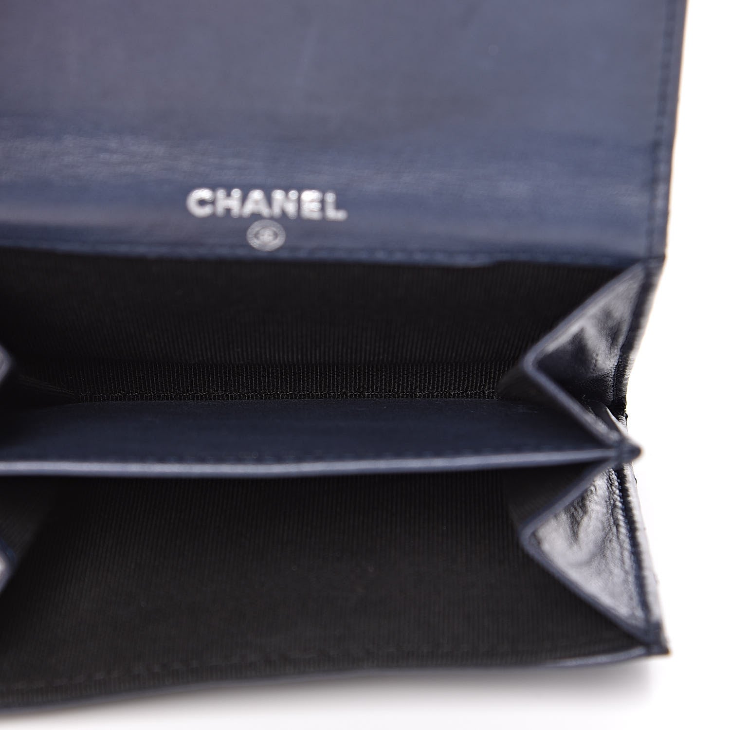 Chanel Lambskin Quilted Flap Card Holder Wallet Navy 5 of 13