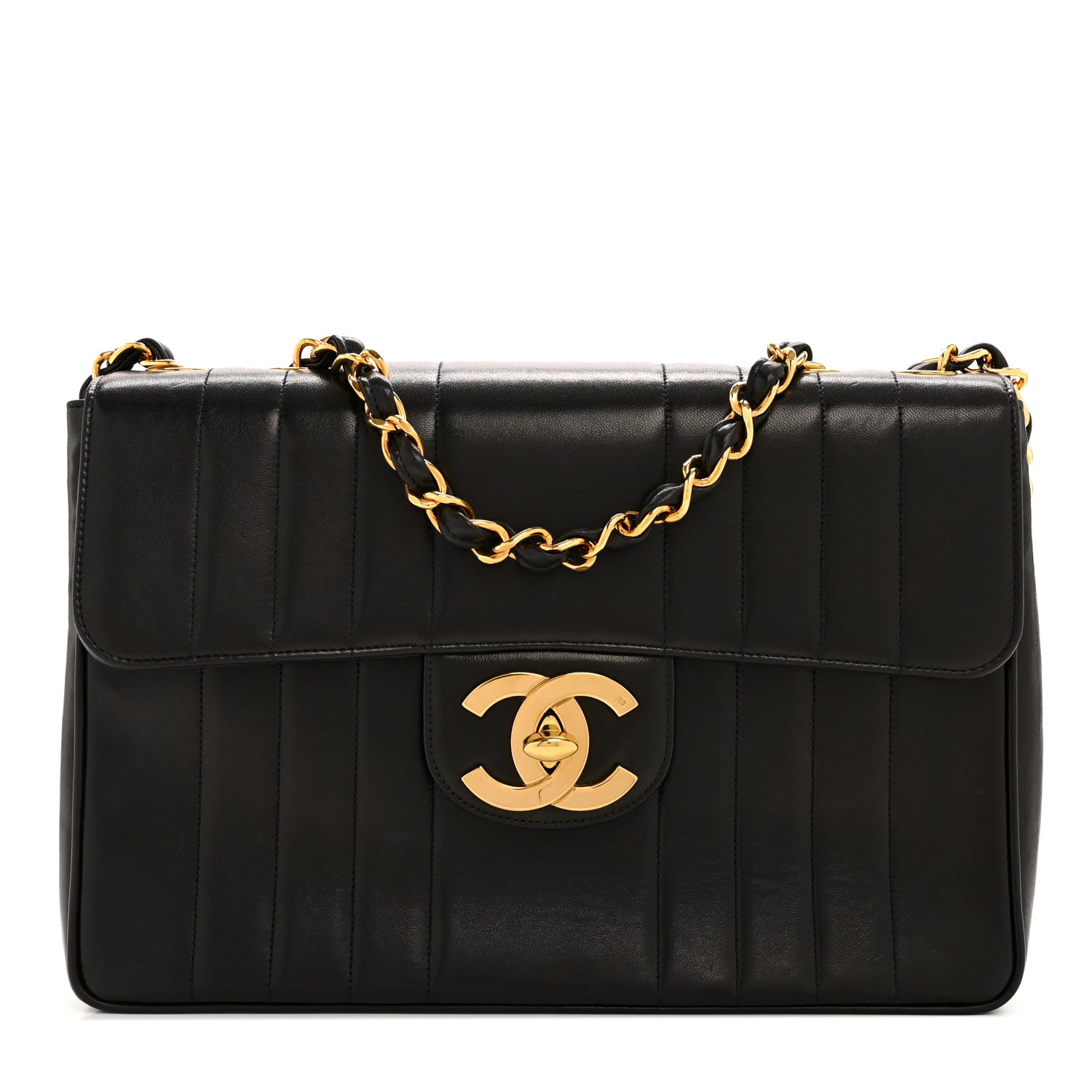 Chanel Lambskin Vertical Quilt Jumbo Single Flap Black 1 of 14