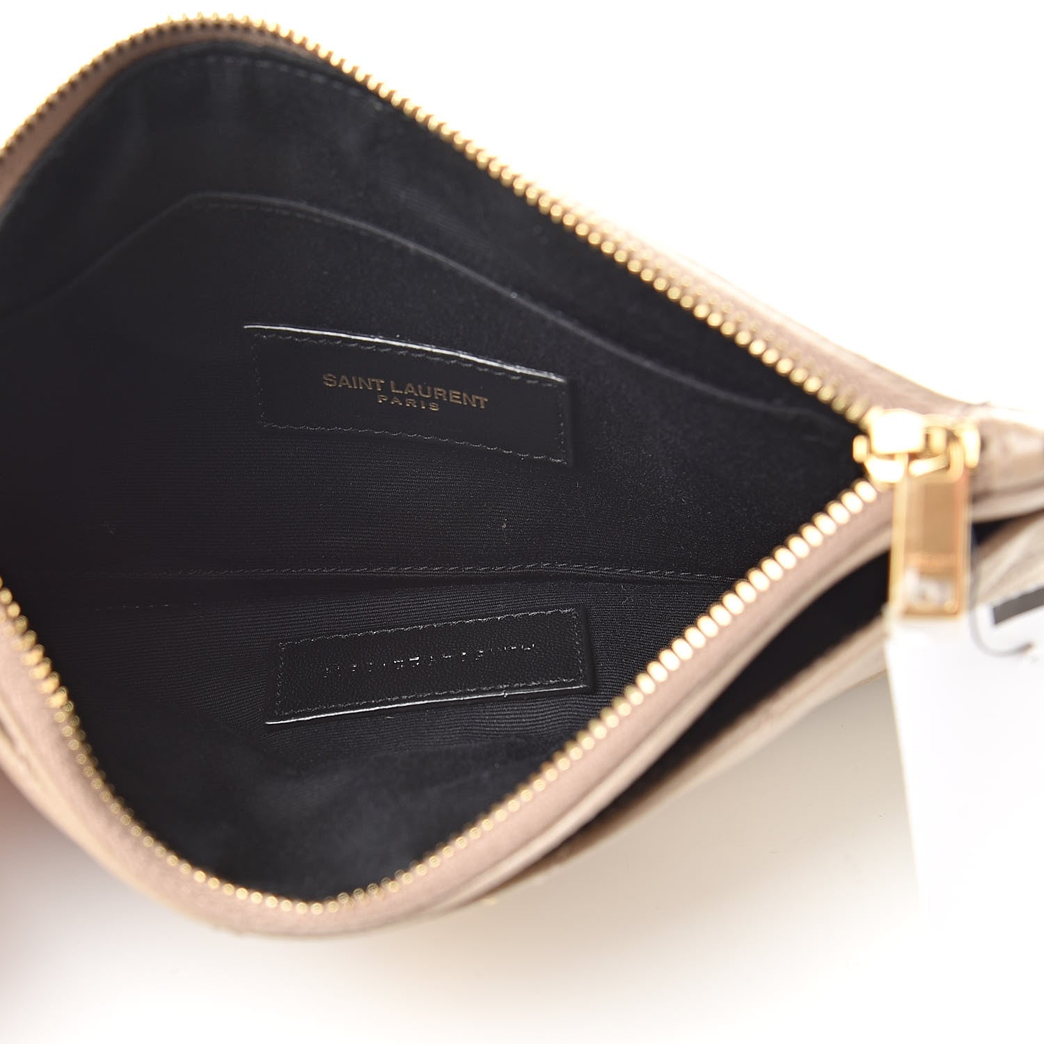 Saint Laurent Grain De Poudre Chevron Monogram Bill Pouch Dusty Grey 5 of 7