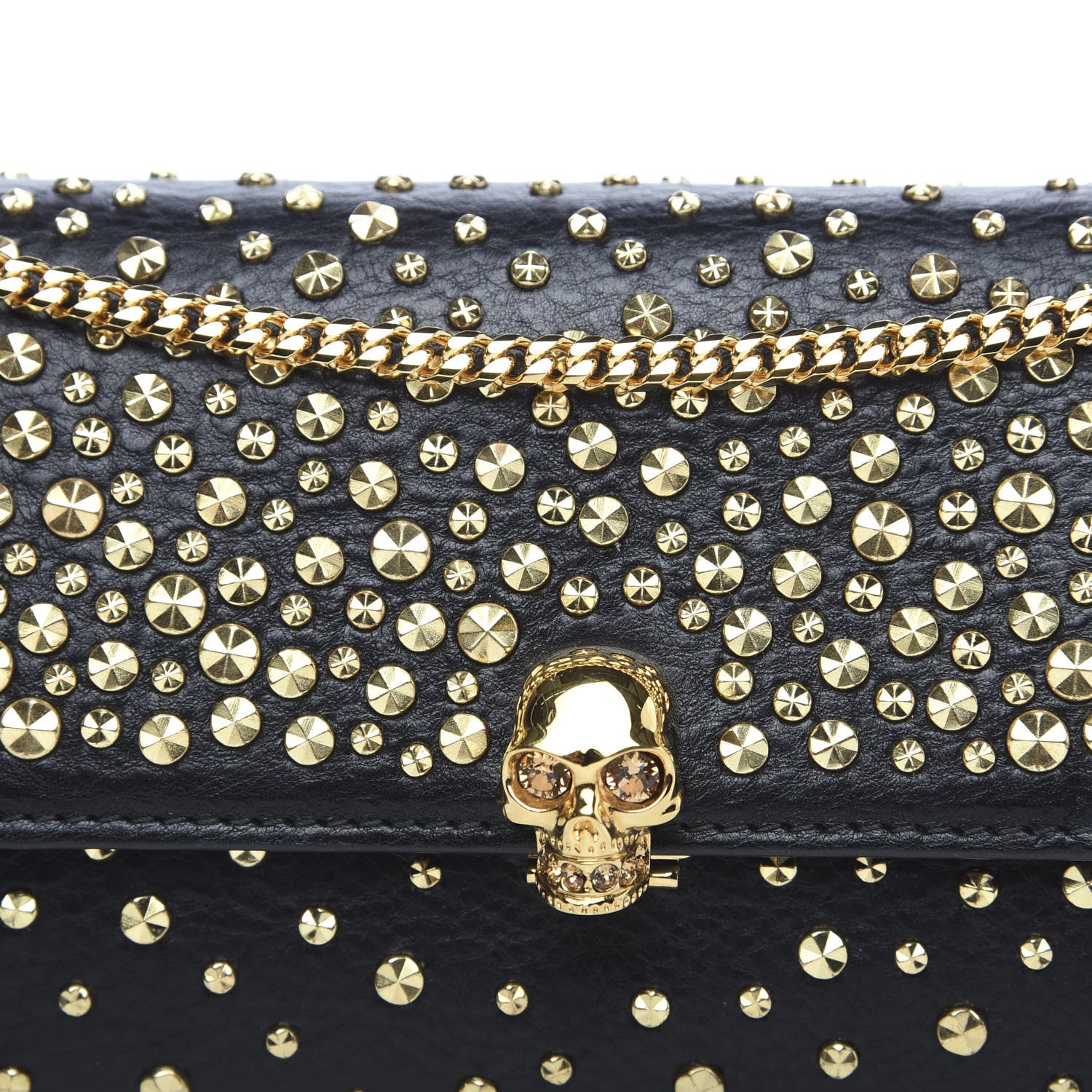 Alexander McQueen Calfskin Studded Skull Wallet on Chain Black 2 of 11