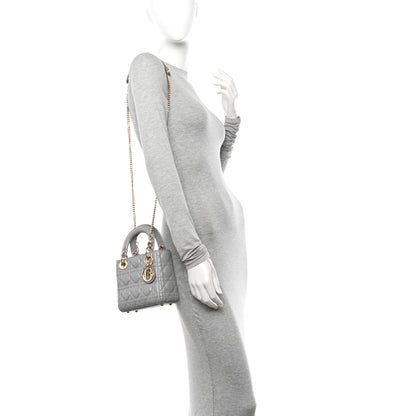 Christian Dior Metallic Lambskin Cannage Mini Lady Dior Grey 2 of 12