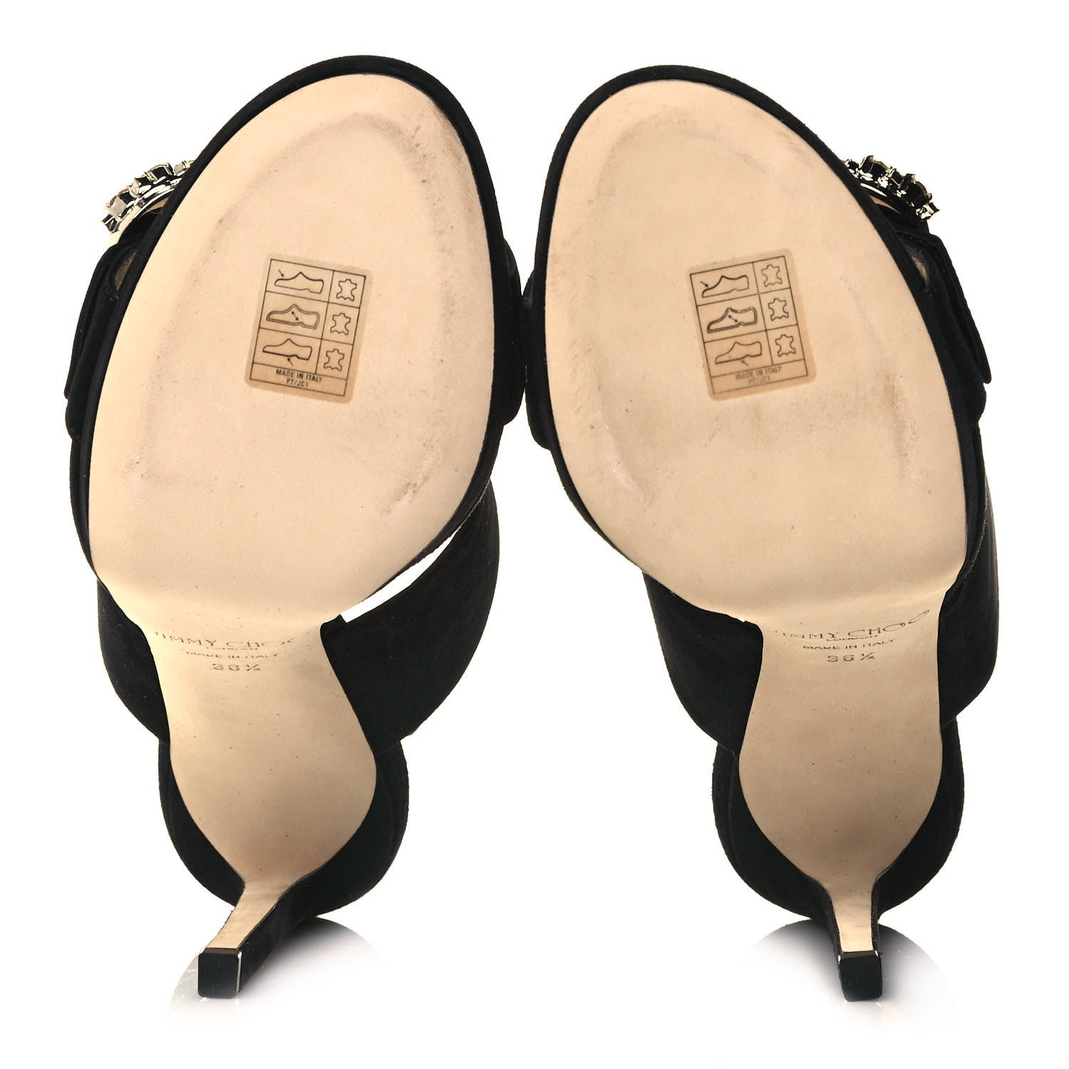 Jimmy Choo Suede Crystal Saphie 120 Sandals 36.5 Black 5 of 13
