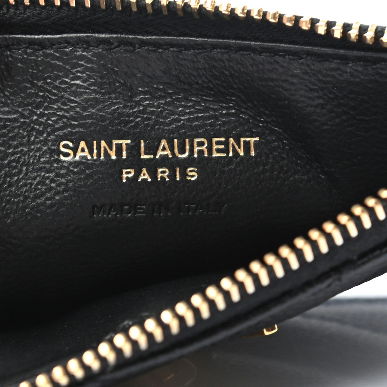 Saint Laurent Grain De Poudre Matelasse Chevron Monogram Fragments Zippered Card Case Black 6 of 7
