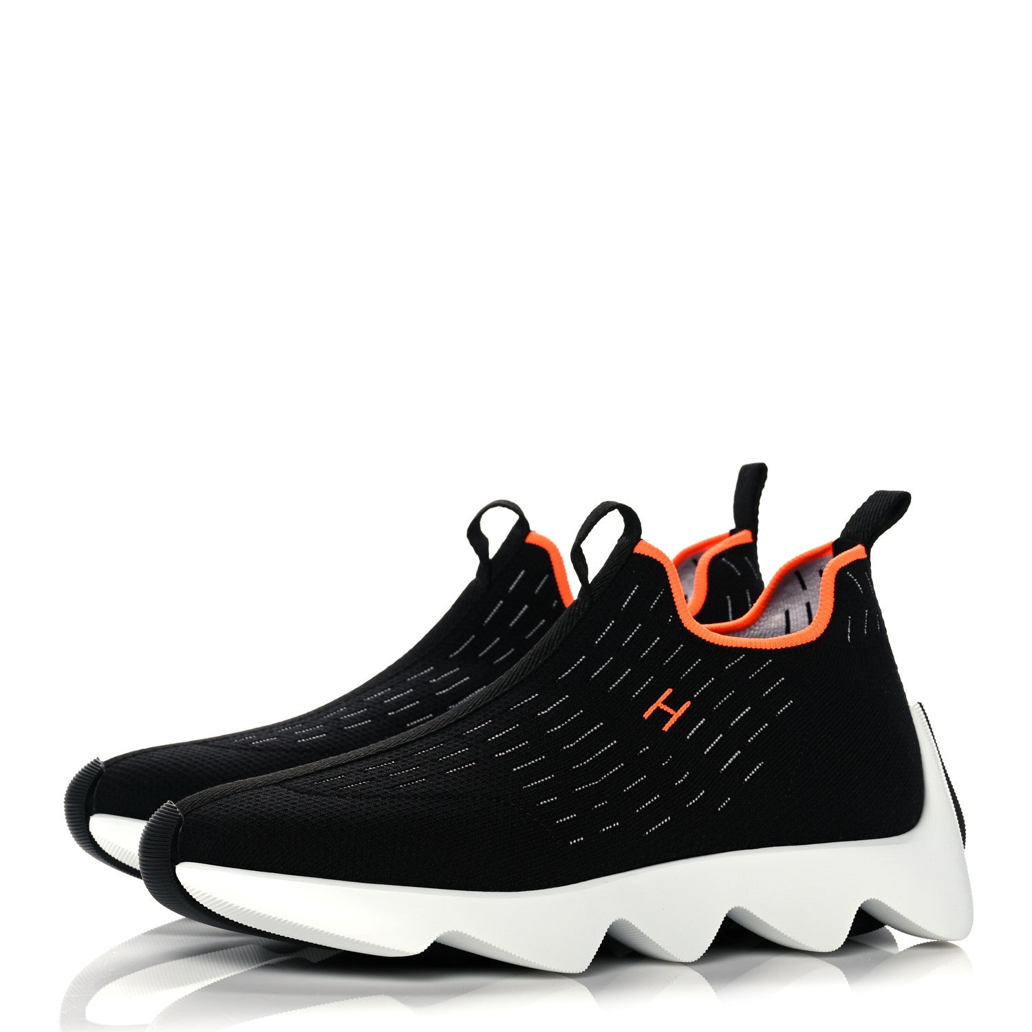 Hermes Technical Canvas Goatskin Womens Eclair Sneakers 36 Black 3 of 8