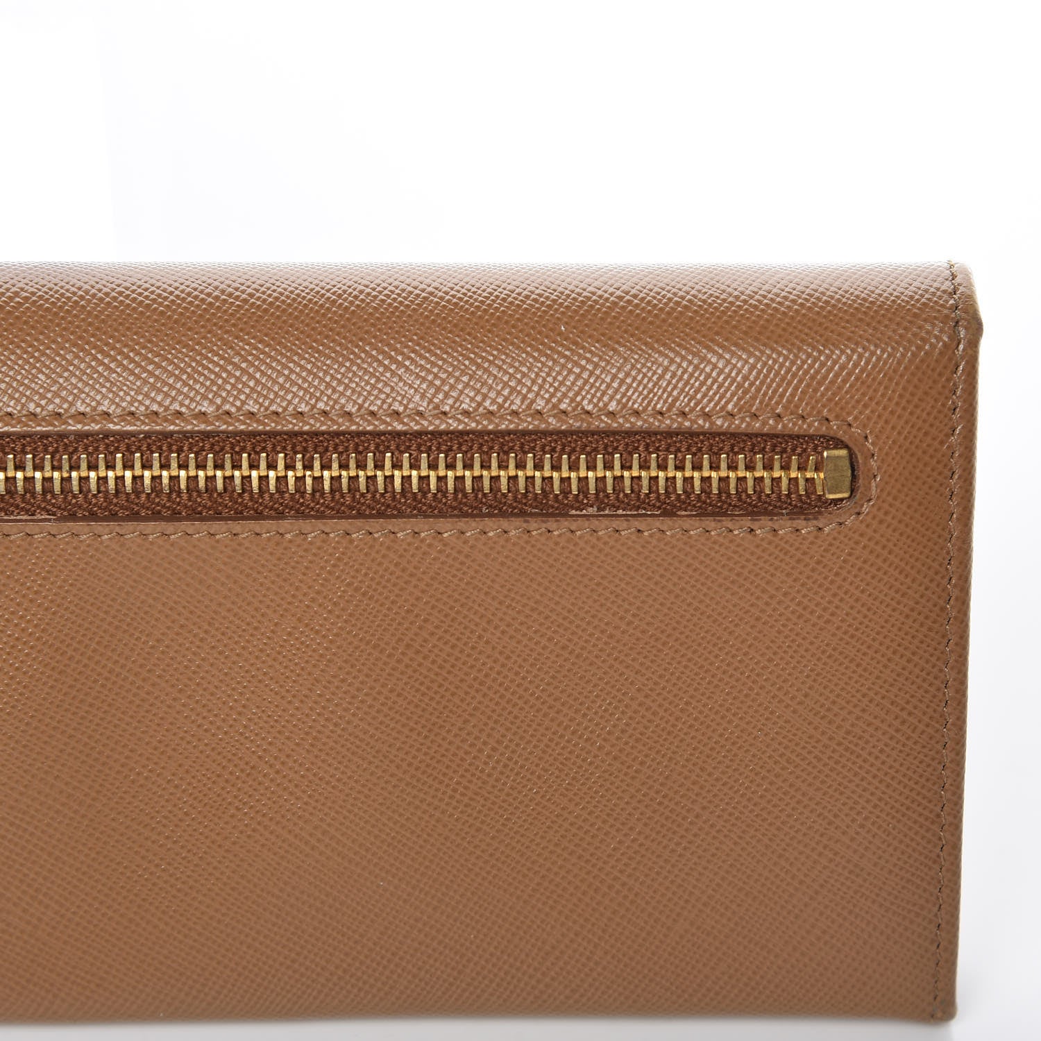 Prada Saffiano Continental Flap Wallet Caramel 9 of 12