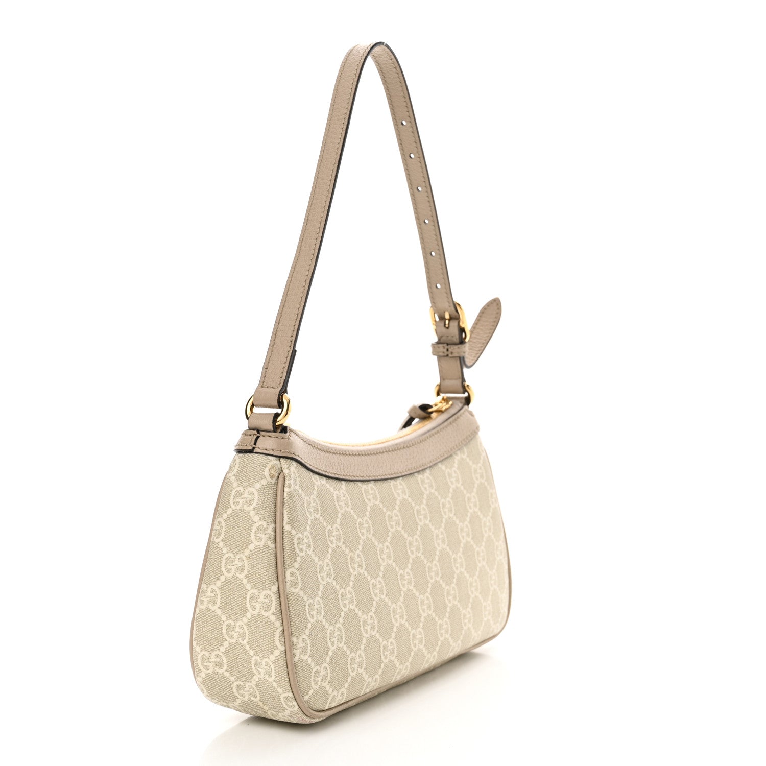 Gucci GG Supreme Monogram Textured Dollar Calfskin Small Ophidia Hobo Beige Mystic White Oatmeal 3 of 12