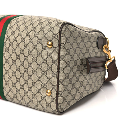 Gucci GG Supreme Monogram Textured Dollar Calfskin Web Medium Ophidia Carry-On Duffle Bag Beige Ebony New Acero 9 of 9