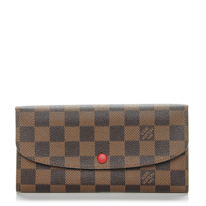 Louis Vuitton Damier Ebene Emilie Wallet Red 1 of 7