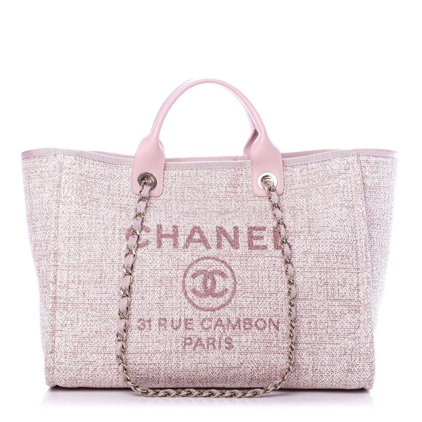 Straw Lurex Large Deauville Tote Pink
