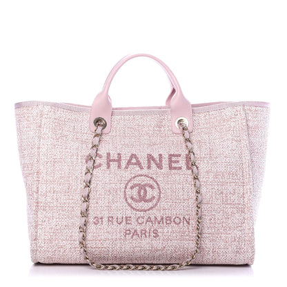 Chanel Straw Lurex Large Deauville Tote Pink 1 of 10