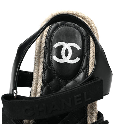 Chanel Stretch Fabric Lambskin CC Flat Sandals 38 Black 7 of 8