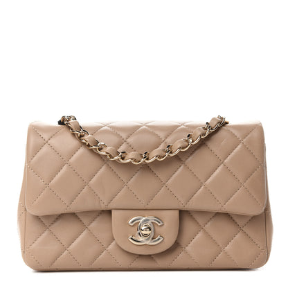 Chanel Lambskin Quilted Mini Rectangular Flap Dark Beige 1 of 11
